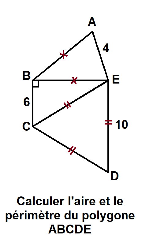 Triangle rectangle isocèle équilatéral - Calcul d'aire et de périmètre - cours de maths - 1peu2maths.fr